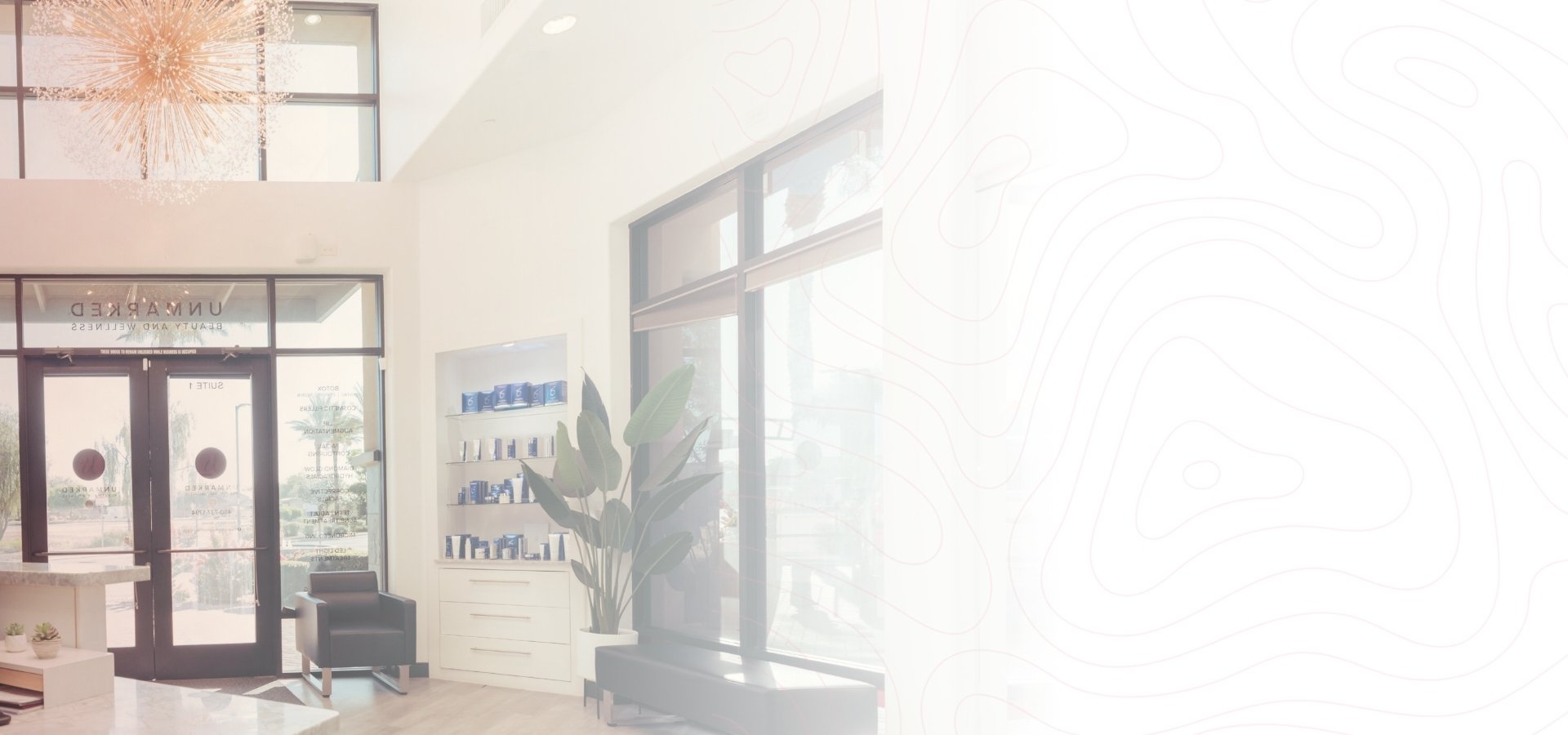 The lobby at Unmarked Beauty and Wellness
